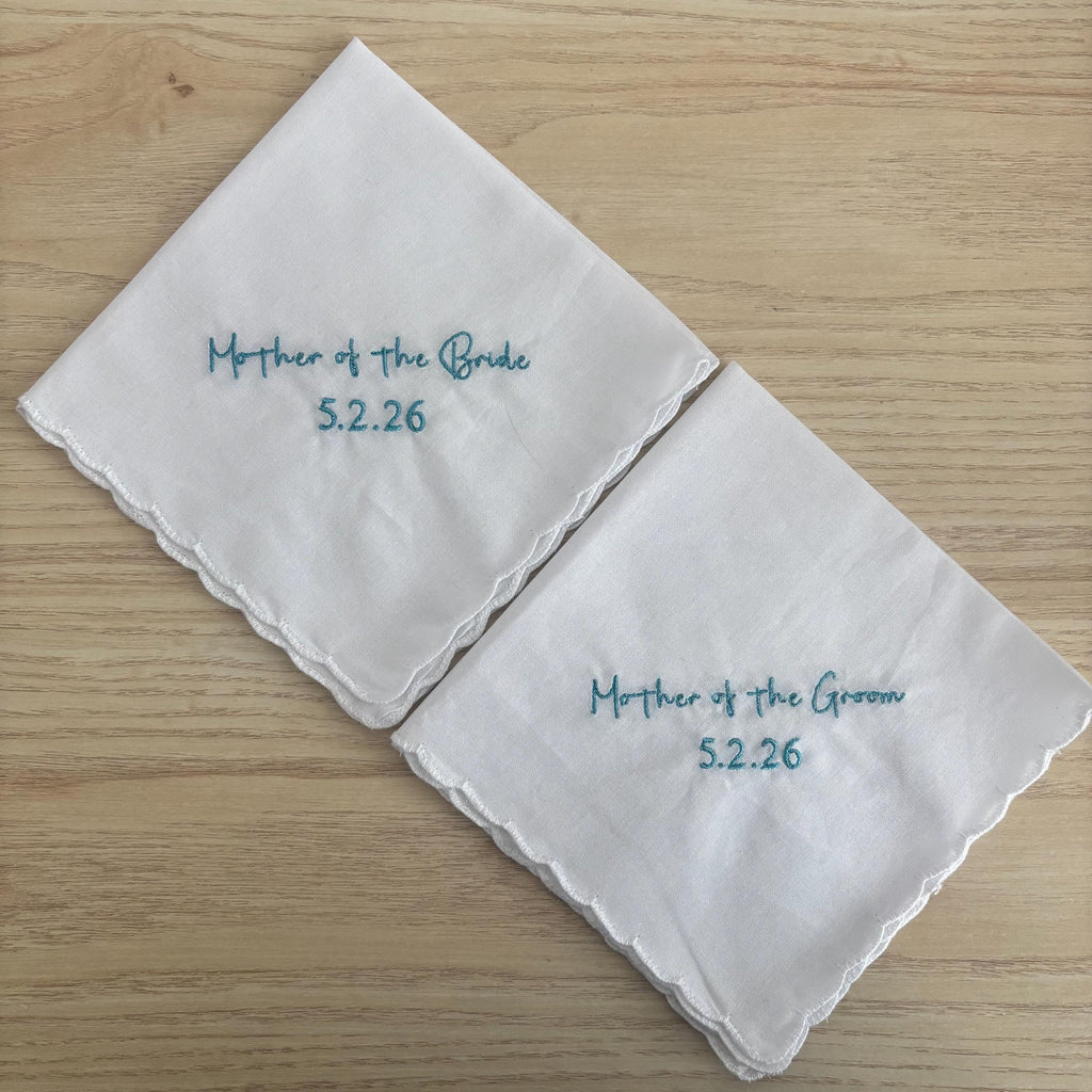 Embroidered handkerchief with a scalloped edge