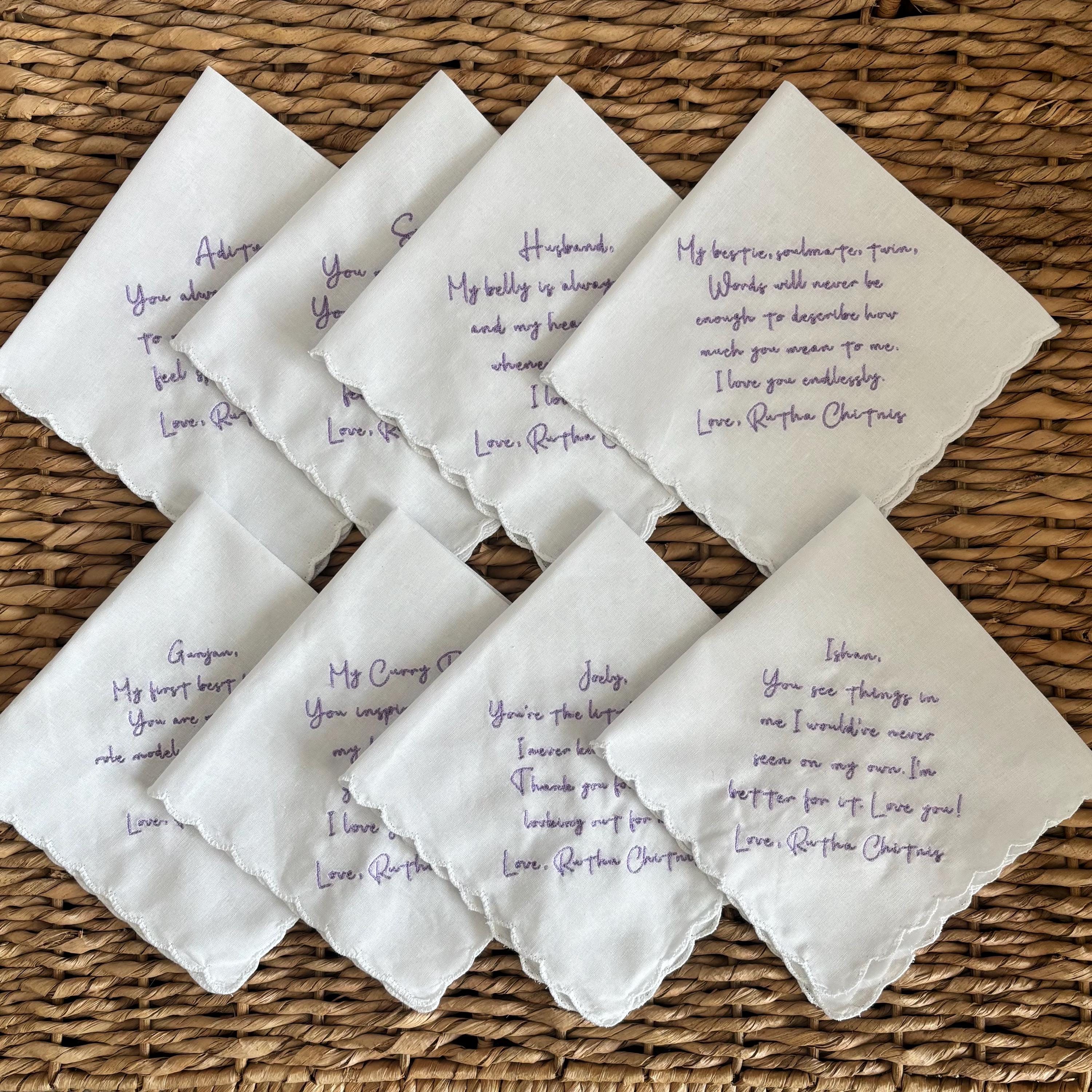 Embroidered handkerchief with a scalloped edge