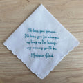 Embroidered handkerchief with a scalloped edge