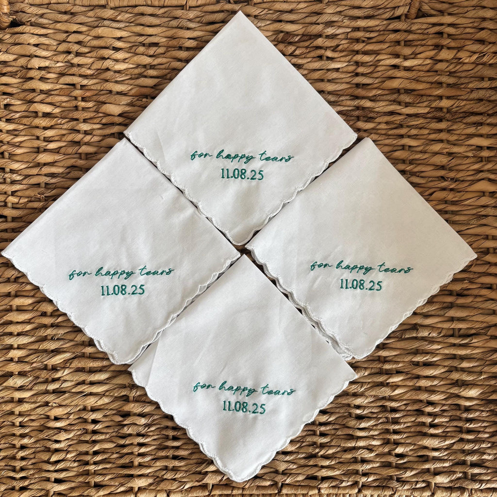 4 pack FOR HAPPY TEARS embroidered handkerchief