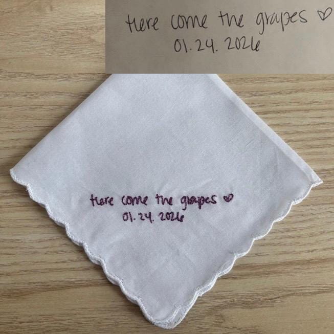 Embroidered handwriting handkerchief
