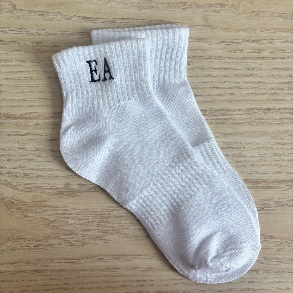 Embroidered initials ankle socks