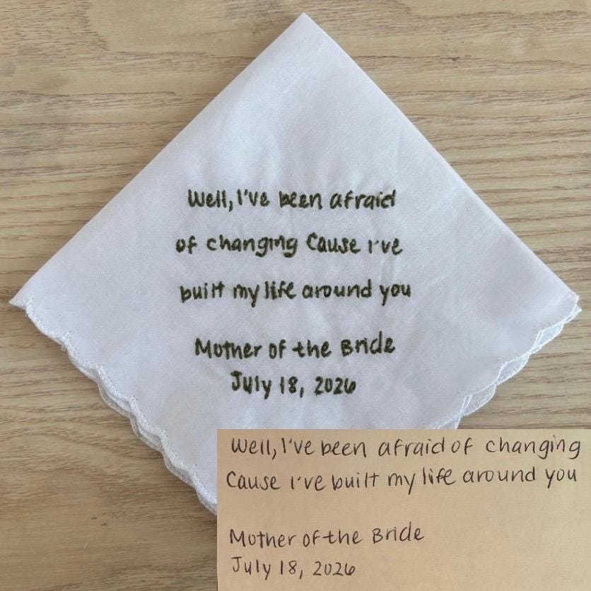Embroidered handwriting handkerchief