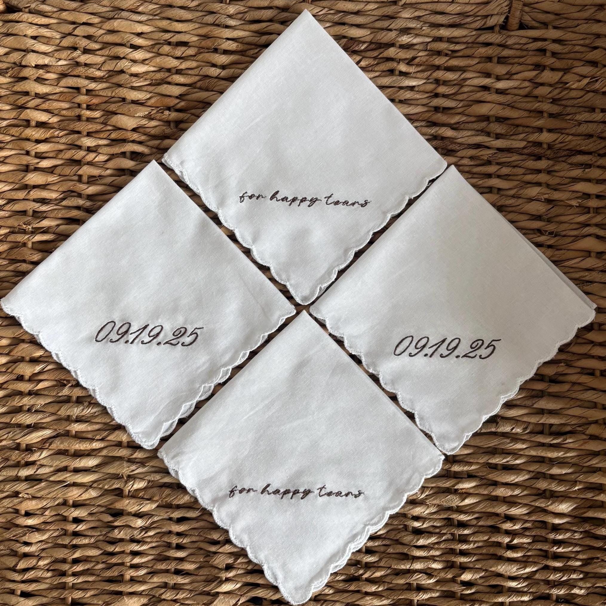 4 pack FOR HAPPY TEARS embroidered handkerchief