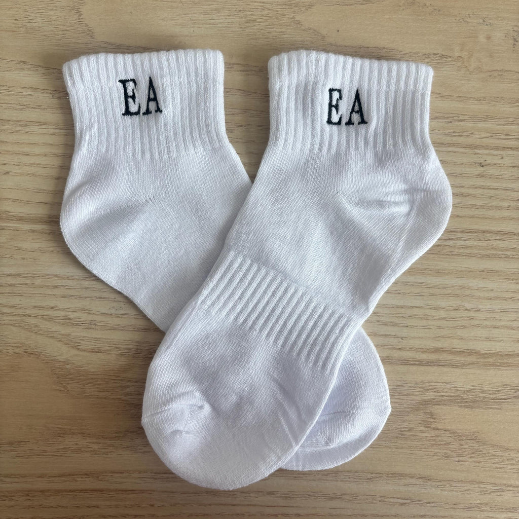 Embroidered initials ankle socks