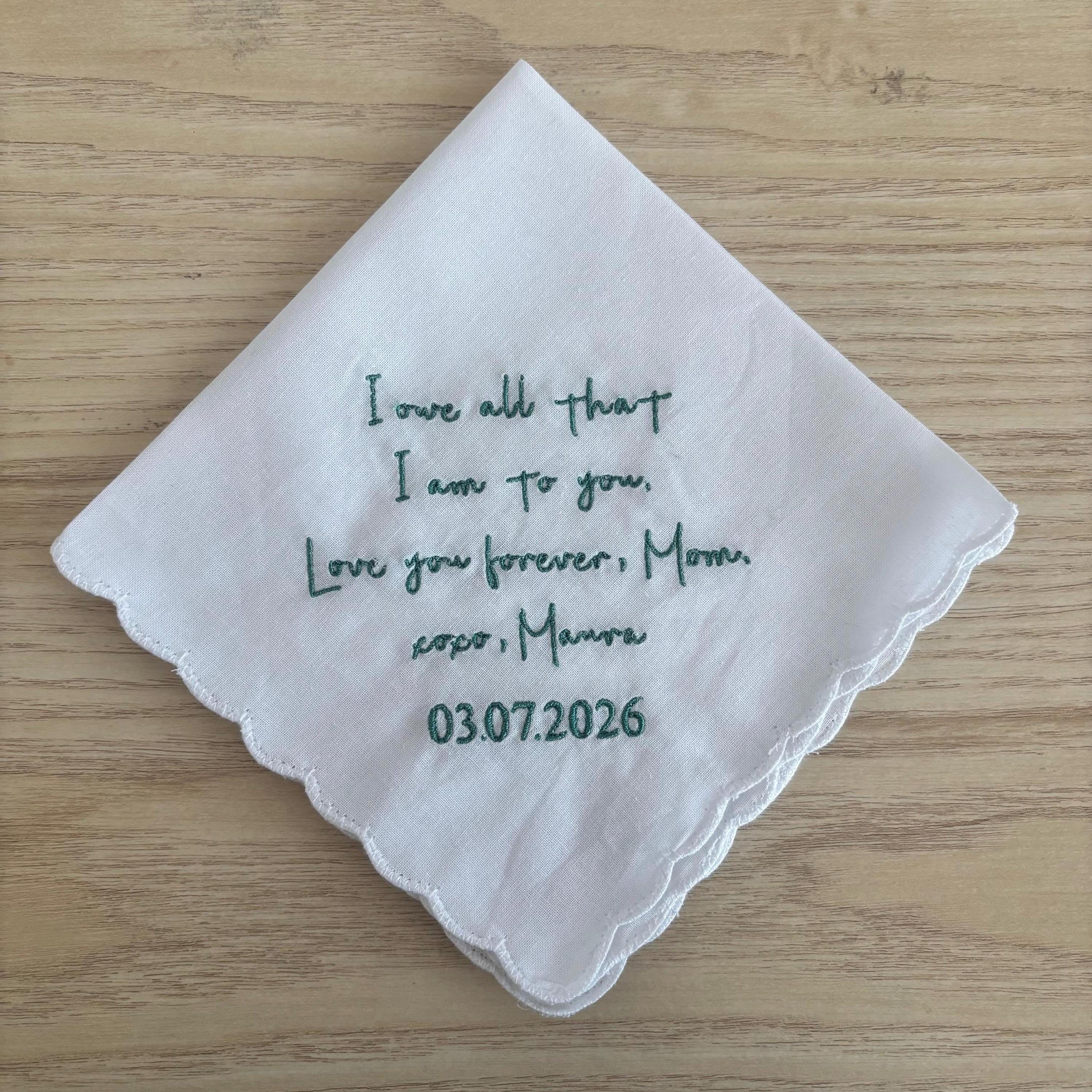 Embroidered handkerchief with a scalloped edge