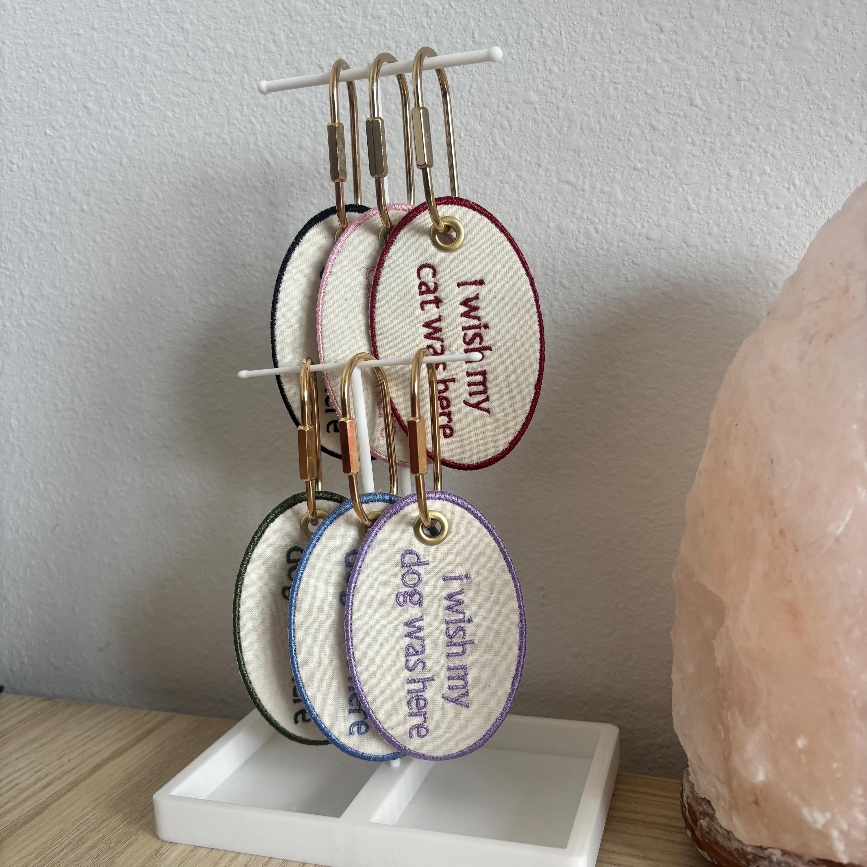 Embroidered “i wish my cat/dog was here” bag tag