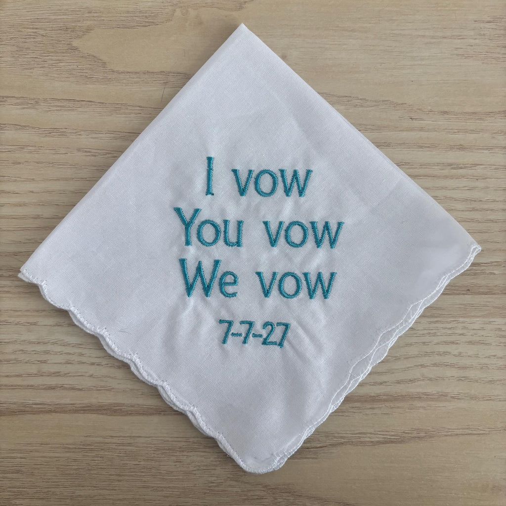 Embroidered handkerchief with a scalloped edge