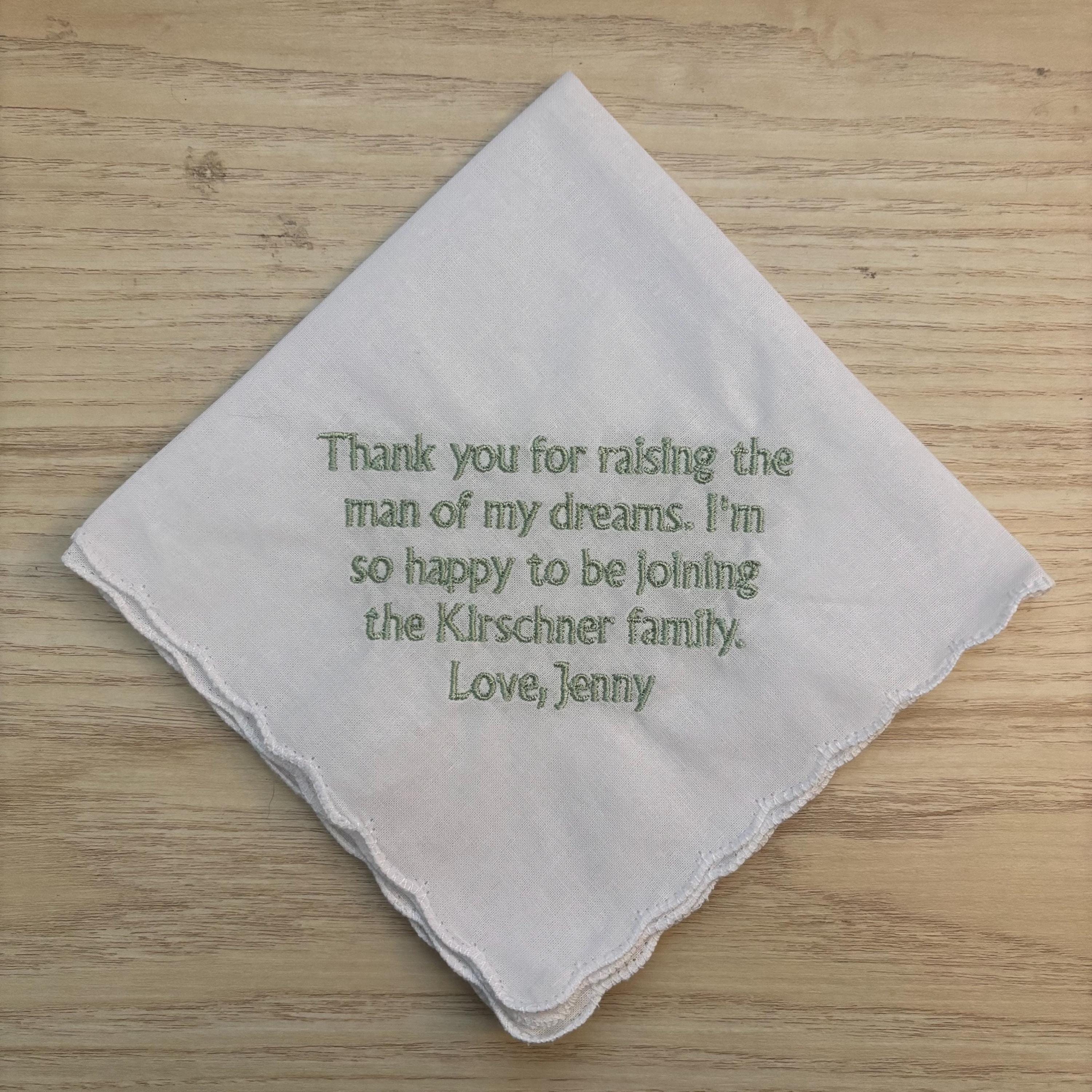 Embroidered wedding handkerchief with a scalloped edge