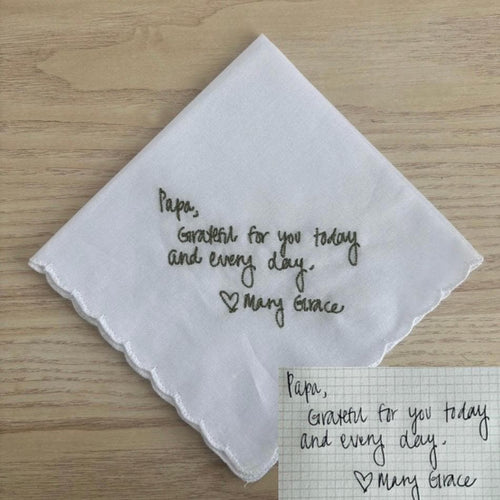 Embroidered handwriting handkerchief