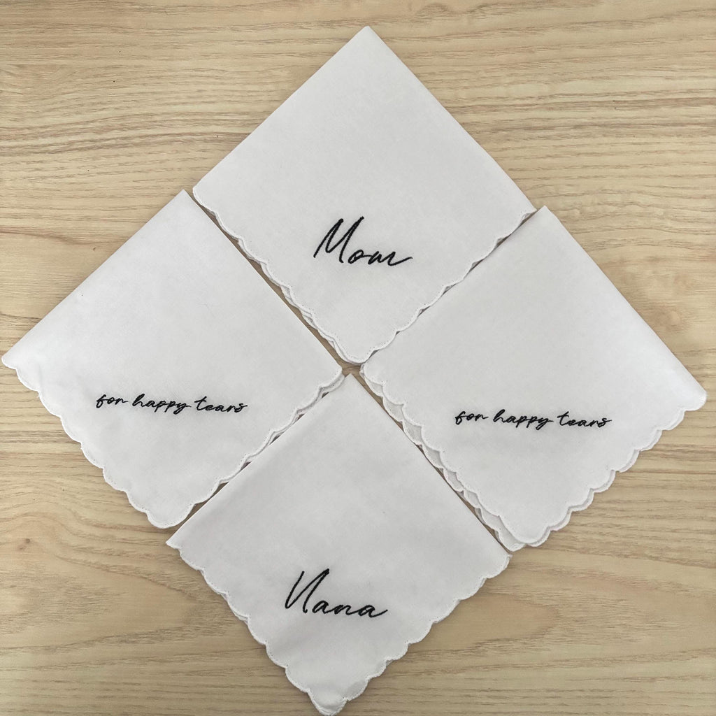 4 pack FOR HAPPY TEARS embroidered handkerchief