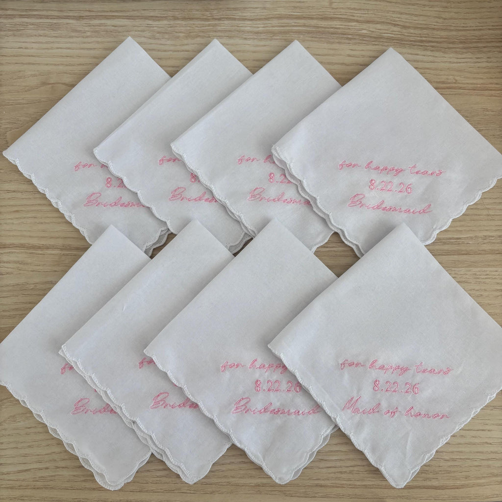 4 pack FOR HAPPY TEARS embroidered handkerchief