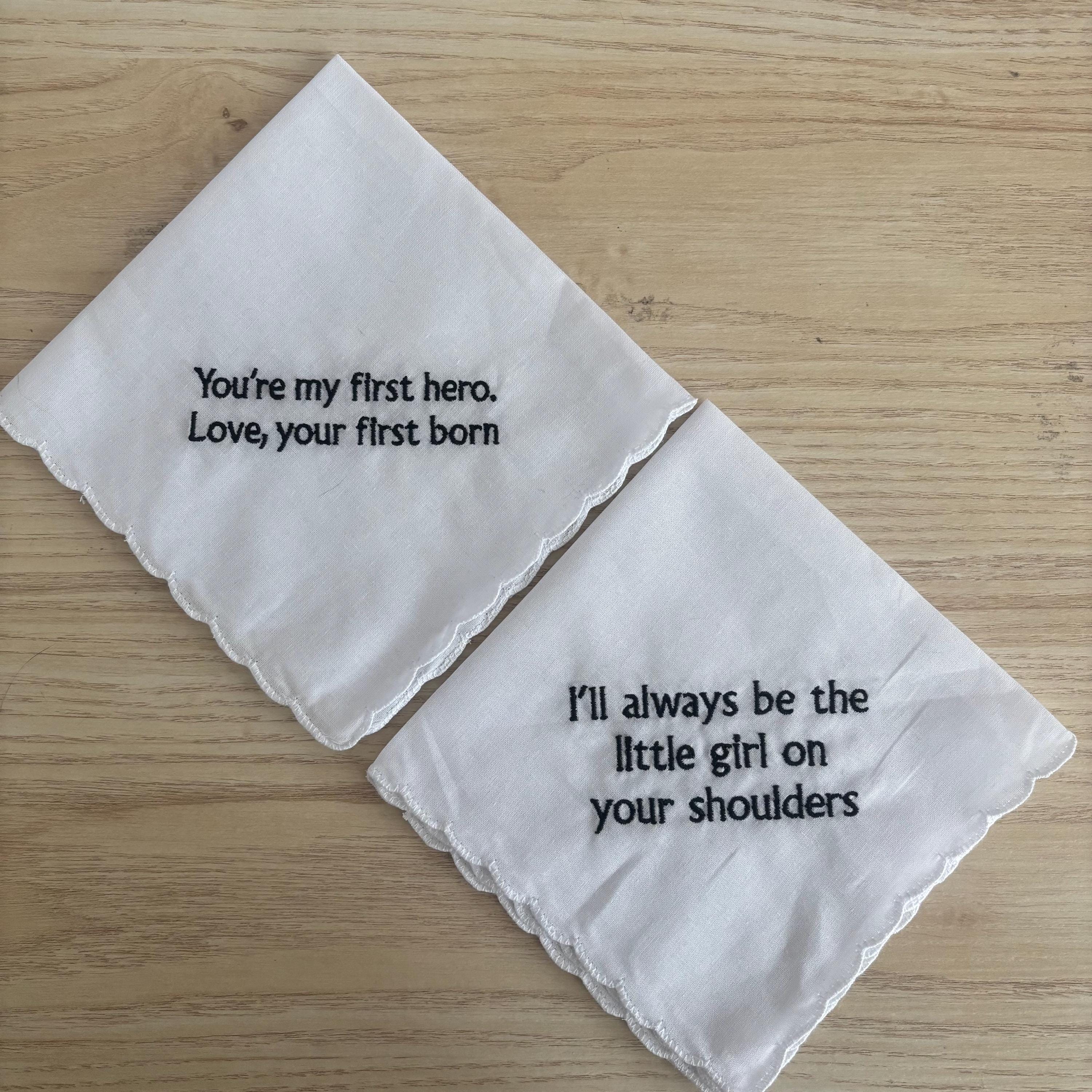 Embroidered wedding handkerchief with a scalloped edge