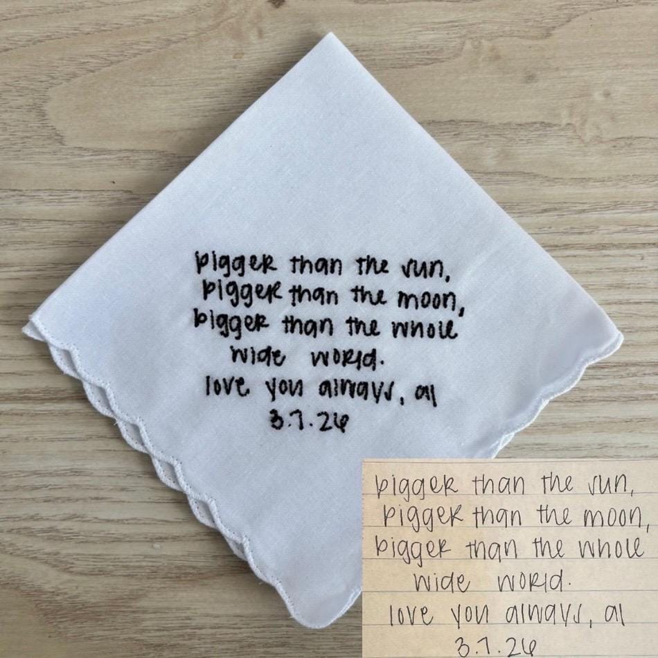 Embroidered handwriting handkerchief