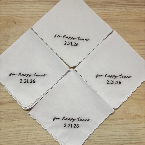 4 pack FOR HAPPY TEARS embroidered handkerchief