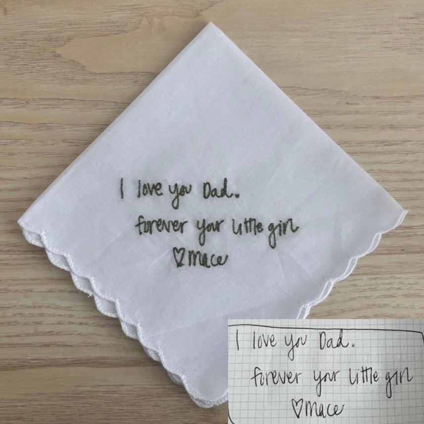 Embroidered handwriting handkerchief