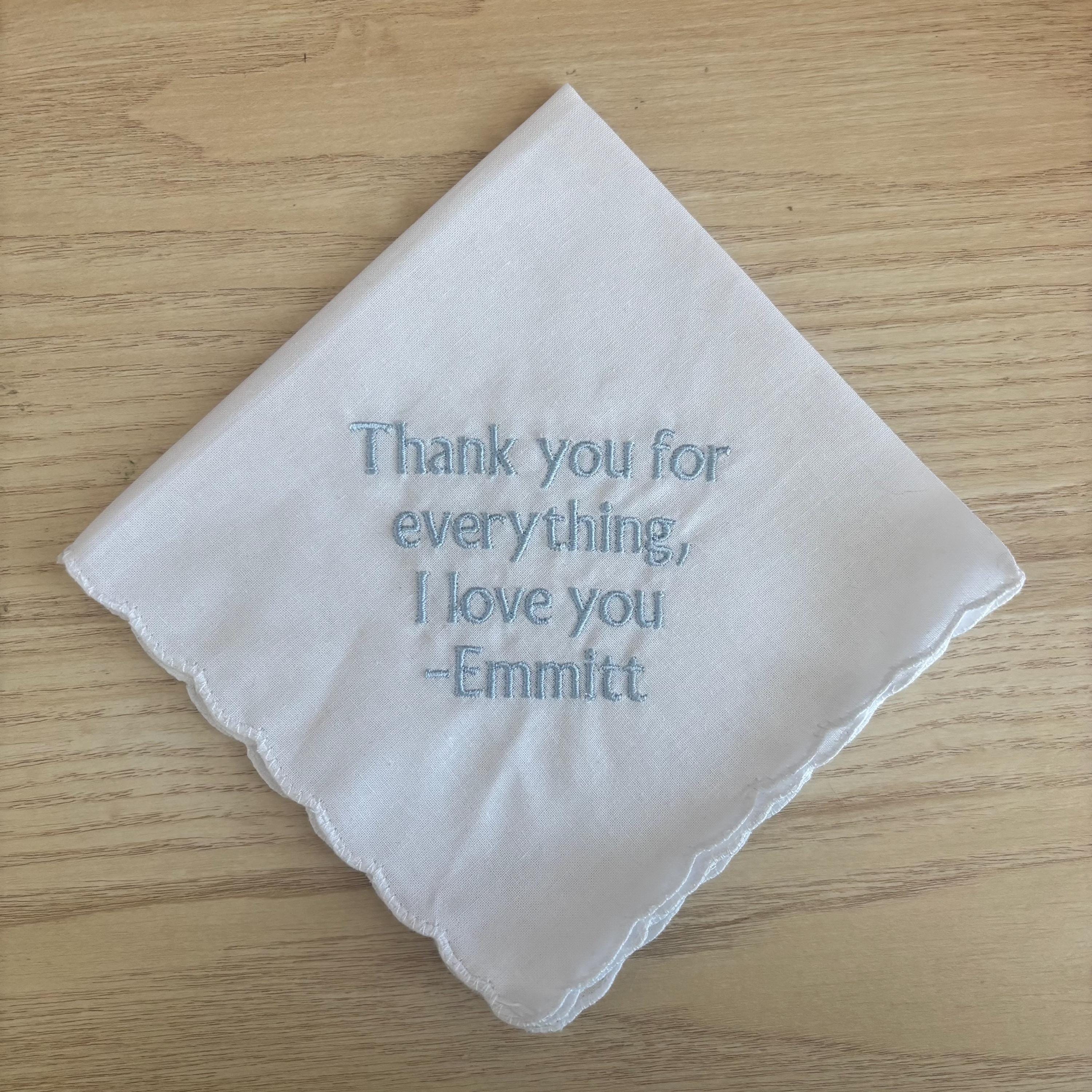 Embroidered wedding handkerchief with a scalloped edge