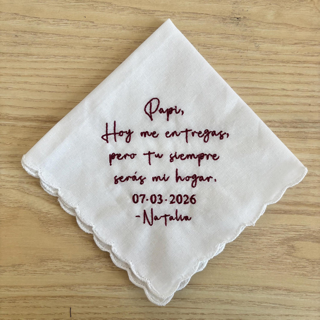 Embroidered handkerchief with a scalloped edge
