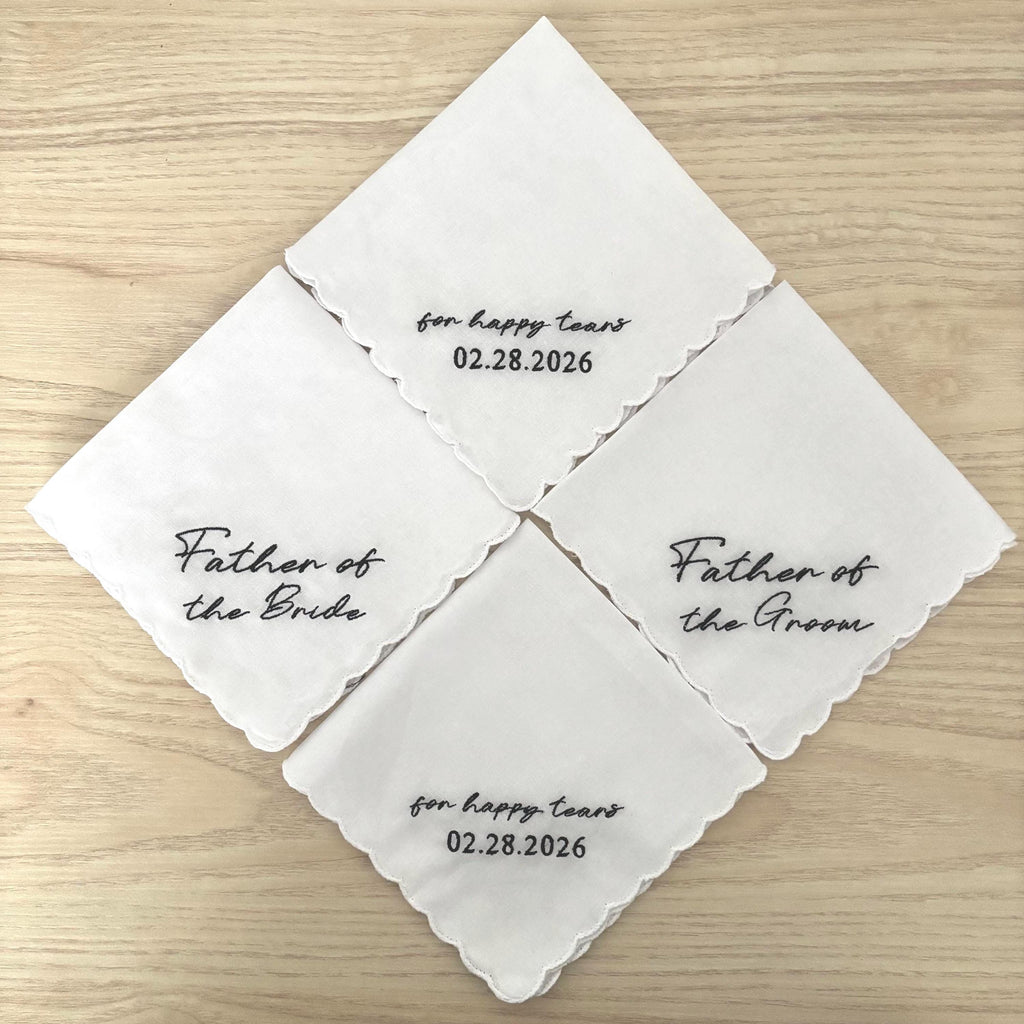 4 pack FOR HAPPY TEARS embroidered handkerchief