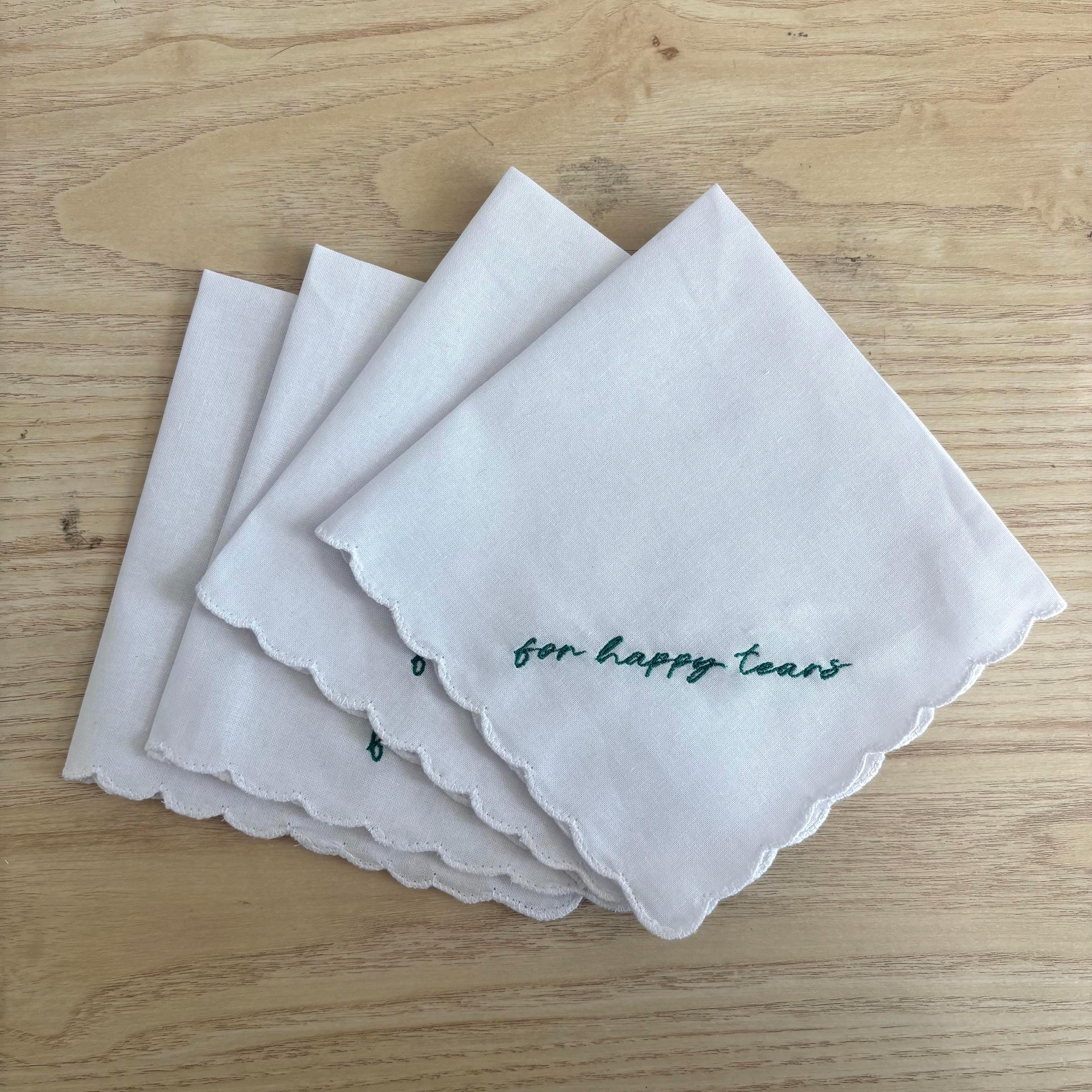4 pack FOR HAPPY TEARS embroidered handkerchief
