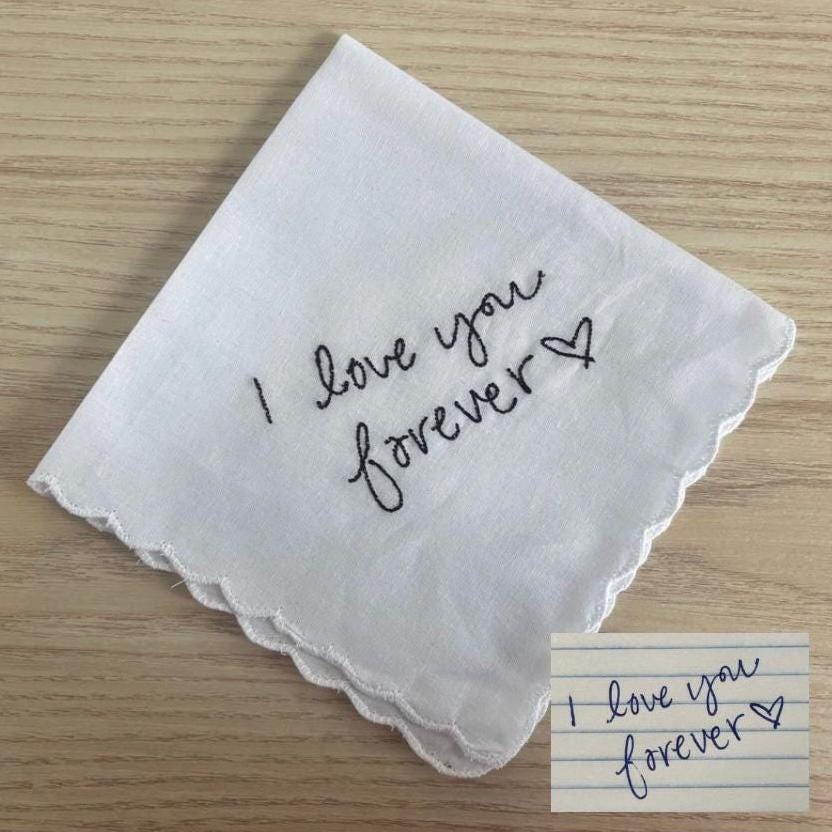 Embroidered handwriting handkerchief