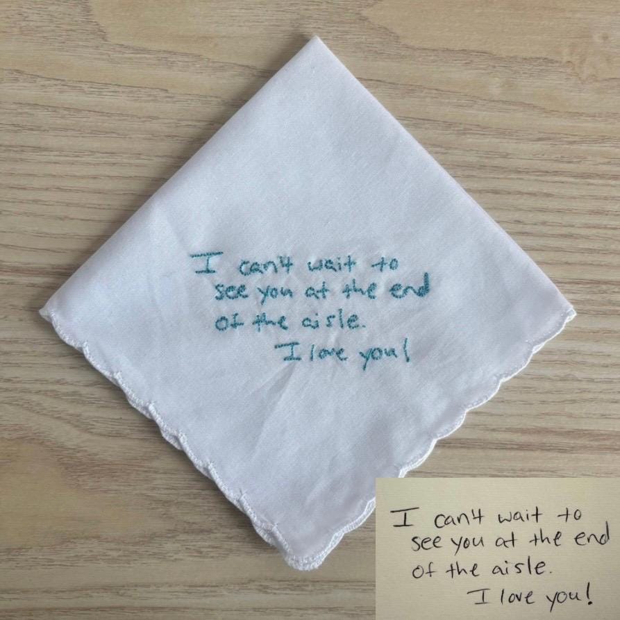 Embroidered handwriting handkerchief