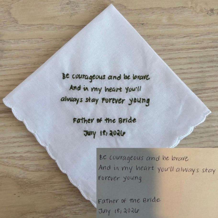 Embroidered handwriting handkerchief