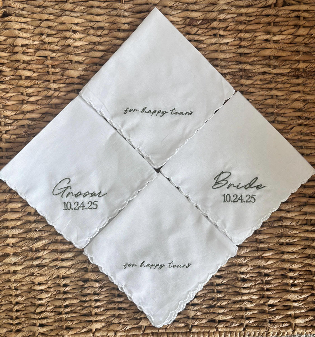 4 pack FOR HAPPY TEARS embroidered handkerchief